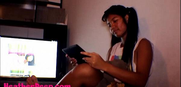 HD Thai Teen Heather Deep gives deepthroat throatpie for new laptop tablet